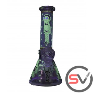 RICK AND MORTY FISHNET GLASS MINI BEAKER 8inch (GLOW IN DARK)